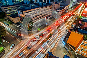 Aerial night view of Kampala Road, Kampala, Uganda