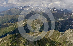 Aerial of north side of tre Signori range, Orobie