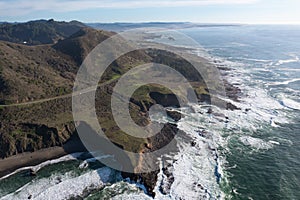 Aerial of Northern California Coast and Ocean