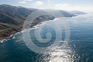 Aerial of the Ocean and Beautiful Coastline in Northern California
