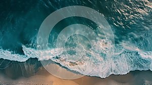 Aerial Ocean Wave Crashing onto Shoreline