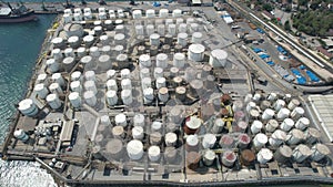 Aerial oil tanks and port