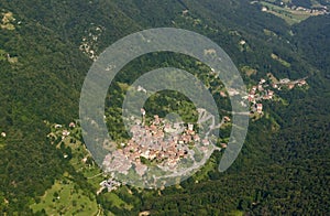 Aerial of Olera village, Orobie