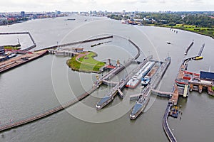 Aerial from the `Oranje sluizen` in Amsterdam the Netherlands