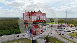 Aerial orbit Miccosukee Casino sign 4k