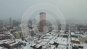 Aerial Oregon Portland Snow Storm