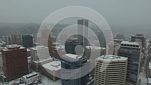 Aerial Oregon Portland Snow Storm