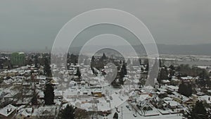 Aerial Oregon Portland Snow Storm