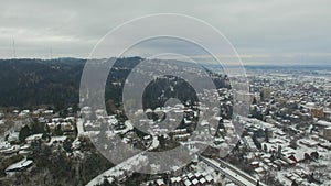 Aerial Oregon Portland Snow Storm