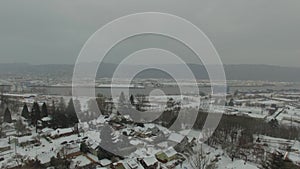 Aerial Oregon Portland Snow Storm