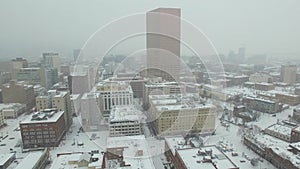 Aerial Oregon Portland Snow Storm