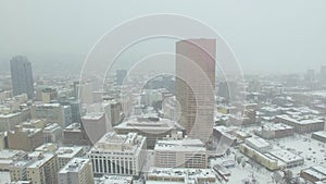 Aerial Oregon Portland Snow Storm