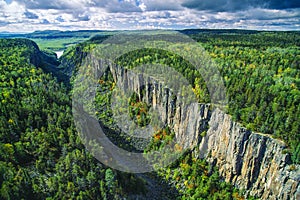 Aerial of Ouimet Canyon, Ontario, Canada