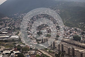 Aerial over slums of Caracas, Venezuela