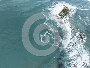 Aerial Over Surf and Rocks