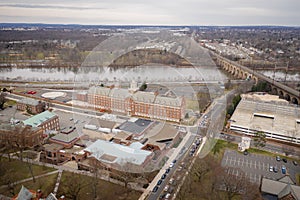 Aerial of Overcast Day in New Brunswick New Jersey