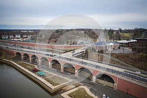 Aerial of Overcast Day in New Brunswick New Jersey