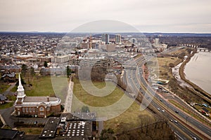 Aerial of Overcast Day in New Brunswick New Jersey