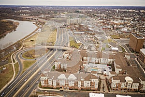 Aerial of Overcast Day in New Brunswick New Jersey