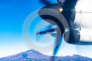 Aerial overcloud view on Tenerife island from airplane