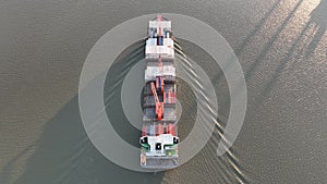 Aerial Overhead View of Cargo Ship on the Delaware River