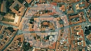 Aerial overhead view of a generic town in Italy. Cremona, Lombardia