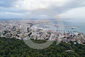 Aerial overview of Palma de Mallorca, Spain