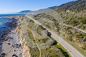Aerial of Pacific Coast Highway in California
