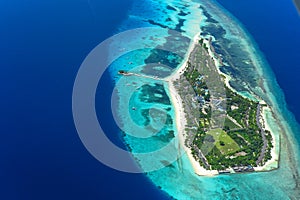 Aerial of Palm Beach Resort and Spa, Maldives Island