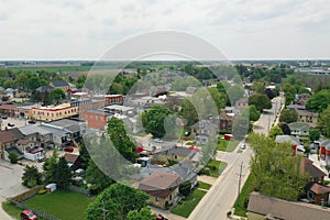 Aerial of Palmerston, Ontario, Canada in summer