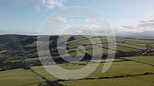 Aerial Pan of Windgates, Greystones and Countryside Surrounding Big Sugar Loaf, Co. Wicklow