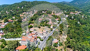 Aerial Pano Platres village, Limassol, Cyprus