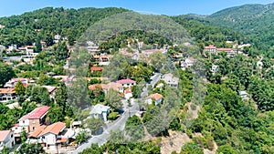 Aerial Pano Platres village, Limassol, Cyprus