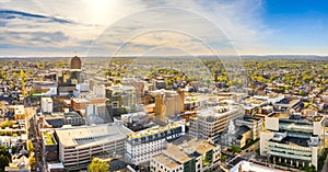 Aerial panorama of Allentown, Pennsylvania skyline