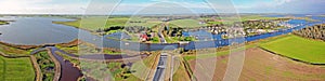 Aerial panorama from aquaduct Galamadammen in Friesland the Netherlands