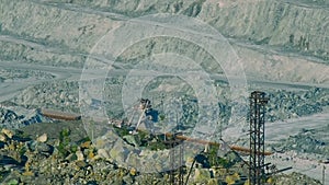Aerial panorama asbestos open cast mining quarry