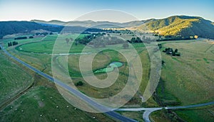 Aerial panorama of Australian meadows