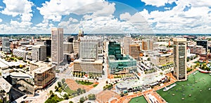 Aerial panorama of Baltimore skyline