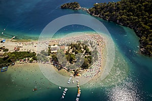 Aerial panorama of Blue Lagoon in Oludeniz