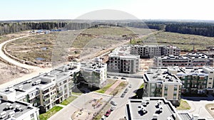 Aerial panorama on buildings under construction