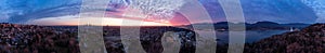 Aerial Panorama of Burnaby, Vancouver, during sunset