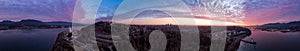 Aerial Panorama of Burnaby, Vancouver, during sunset