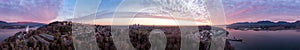 Aerial Panorama of Burnaby, Vancouver, during sunset