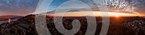 Aerial Panorama of Burnaby, Vancouver, during sunset