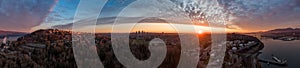 Aerial Panorama of Burnaby, Vancouver, during sunset