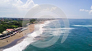 Aerial panorama of the Canggu beach , Bali, Indonesia