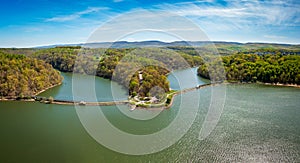 Aerial panorama of Cheat Lake Park near Morgantown WV