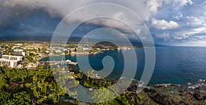 Aerial panorama of the city of Kailua Kona