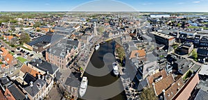 Aerial panorama from the city Lemmer in Friesland the Netherlands photo