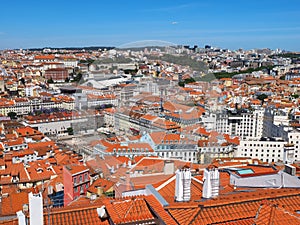 Aerial panorama of the city of Lisbon seen from the castle Castelo de Sao Jorge